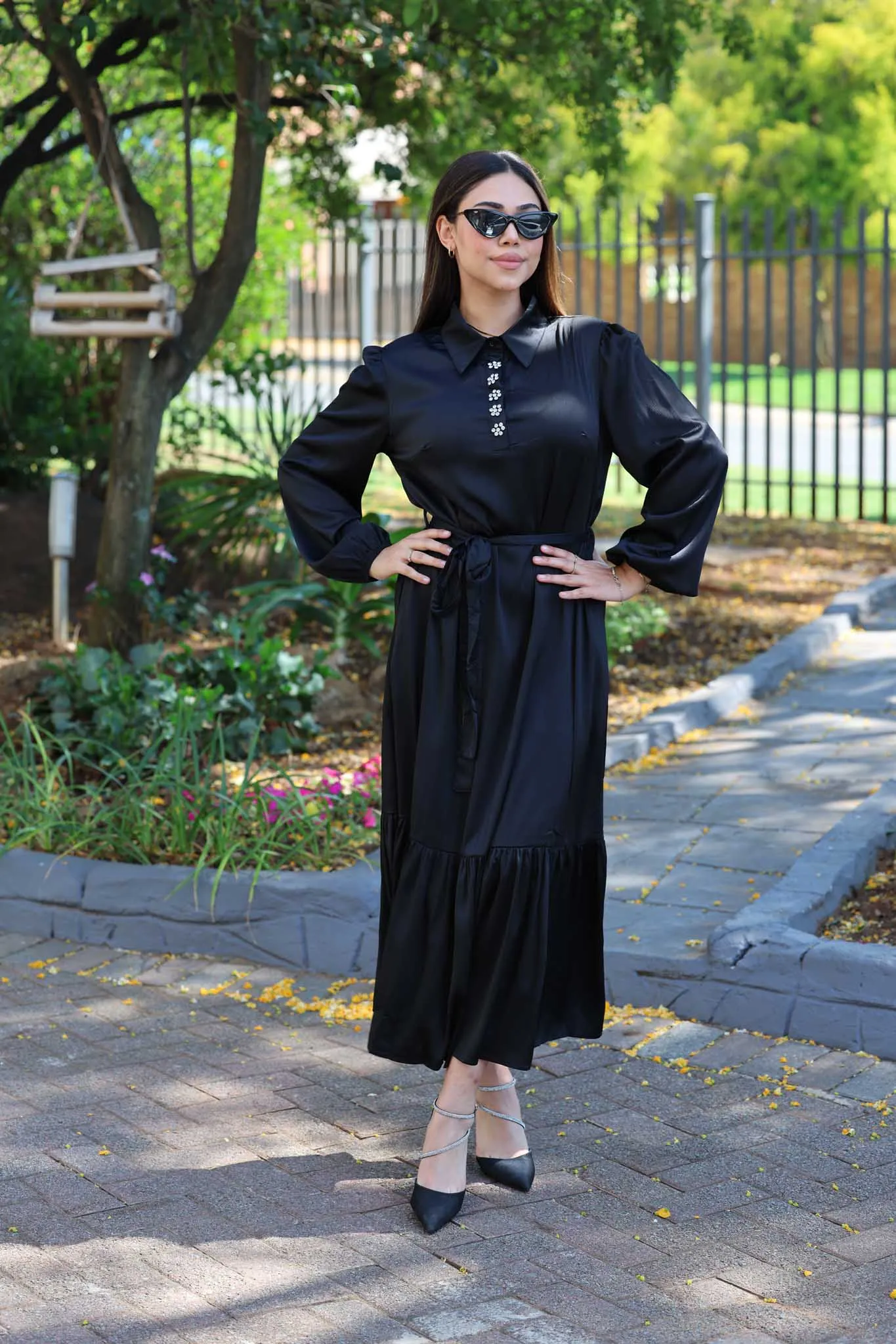 Black satin dress