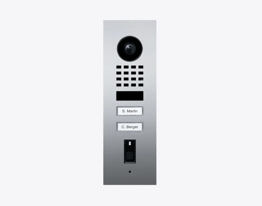DoorBird IP Intercom Video Door Station D1102FV, Flush Mount 2 Button, Stainless Steel Metallic Finish
