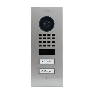 DoorBird IP Intercom Video Door Station D1102V, Flush Mount 2 Button, Stainless Steel Metallic Finish