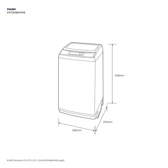 Electrolux EWT0H88H1WB Top Load Washer Cyclonic Care Pulsator 10.5 kg