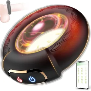Vibrating Cock Ring Heating Male Masturbator with APP Control