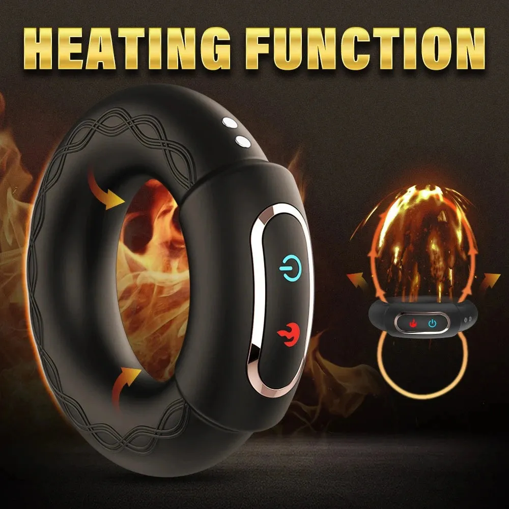 Vibrating Cock Ring Heating Male Masturbator with APP Control