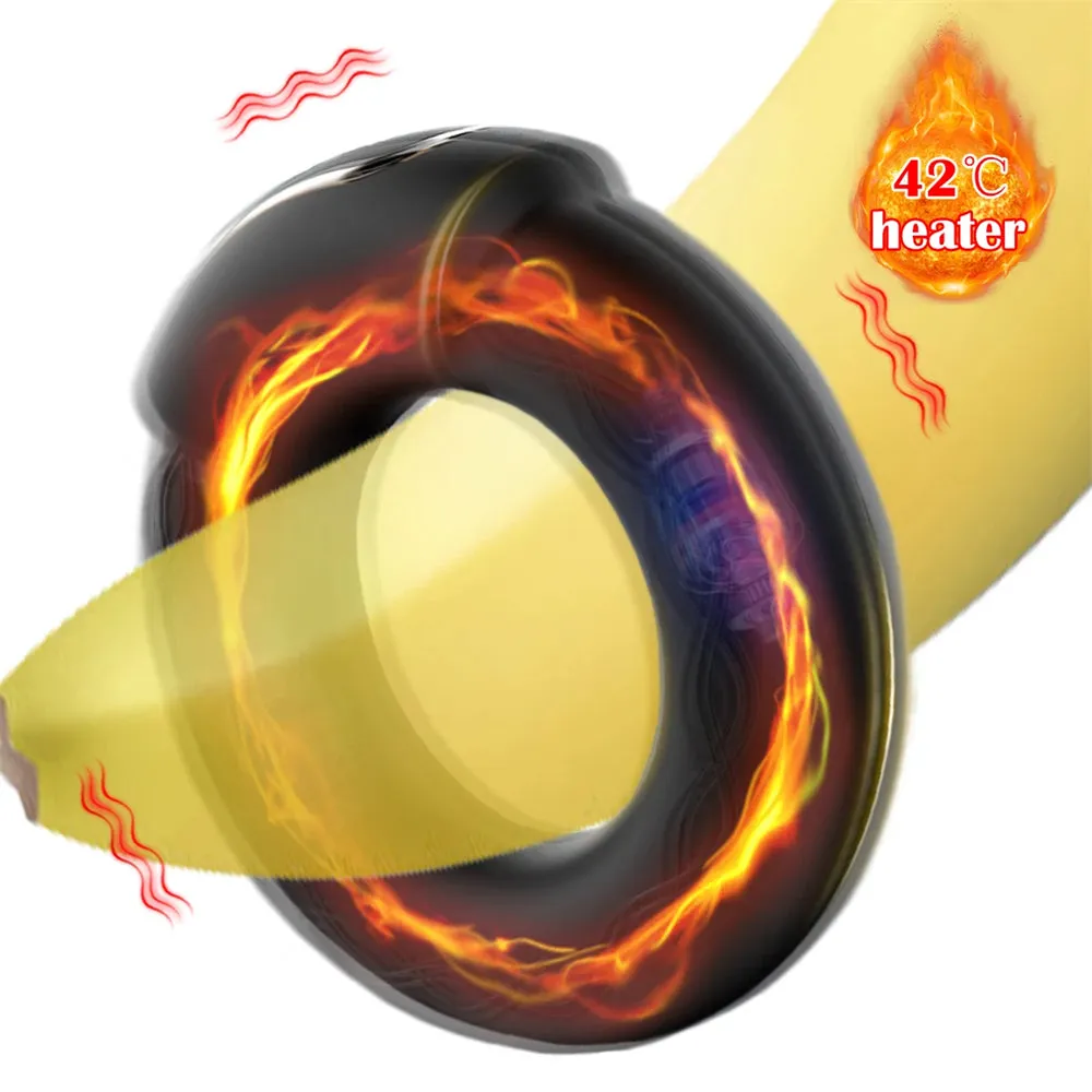 Vibrating Cock Ring Heating Male Masturbator with APP Control