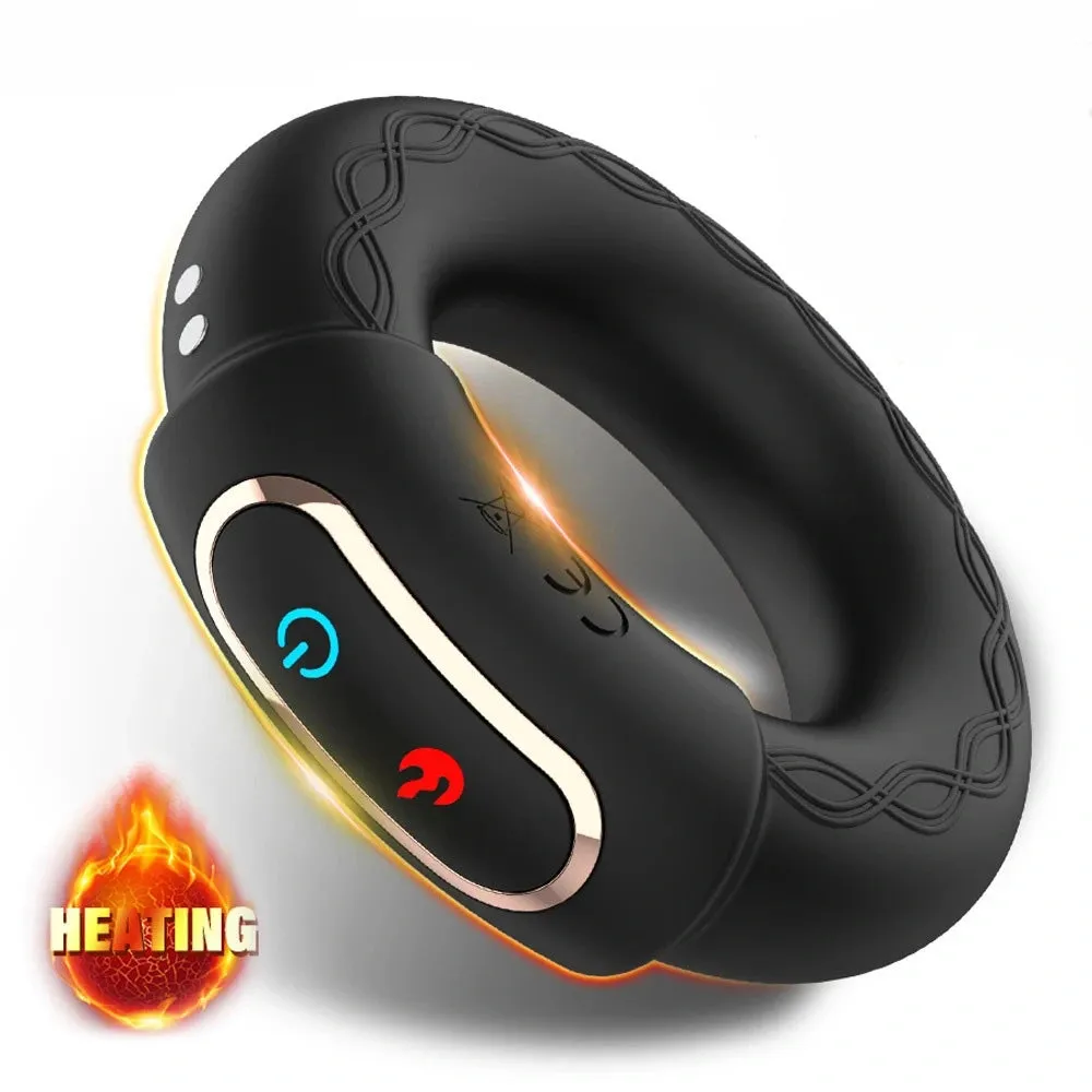 Vibrating Cock Ring Heating Male Masturbator with APP Control